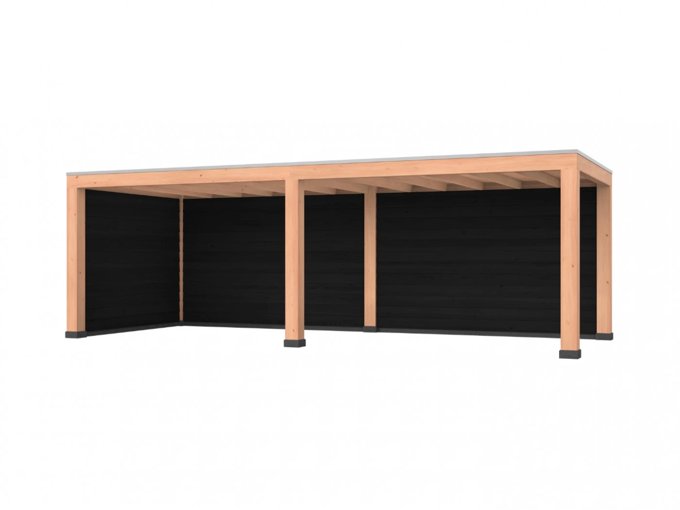 Douglas overkapping, 750 x 300, met achterwand en zijwand, Westwood Robuust zwart - Afbeelding 1